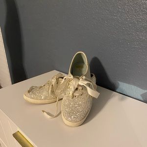 Kate Spade Silver Glitter Keds Sneakers
